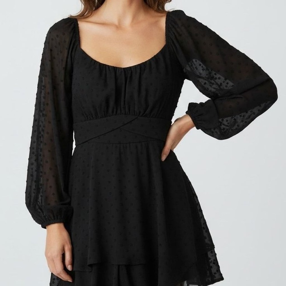 Altar'd State Black Lola Clip Dot Crossover Romper